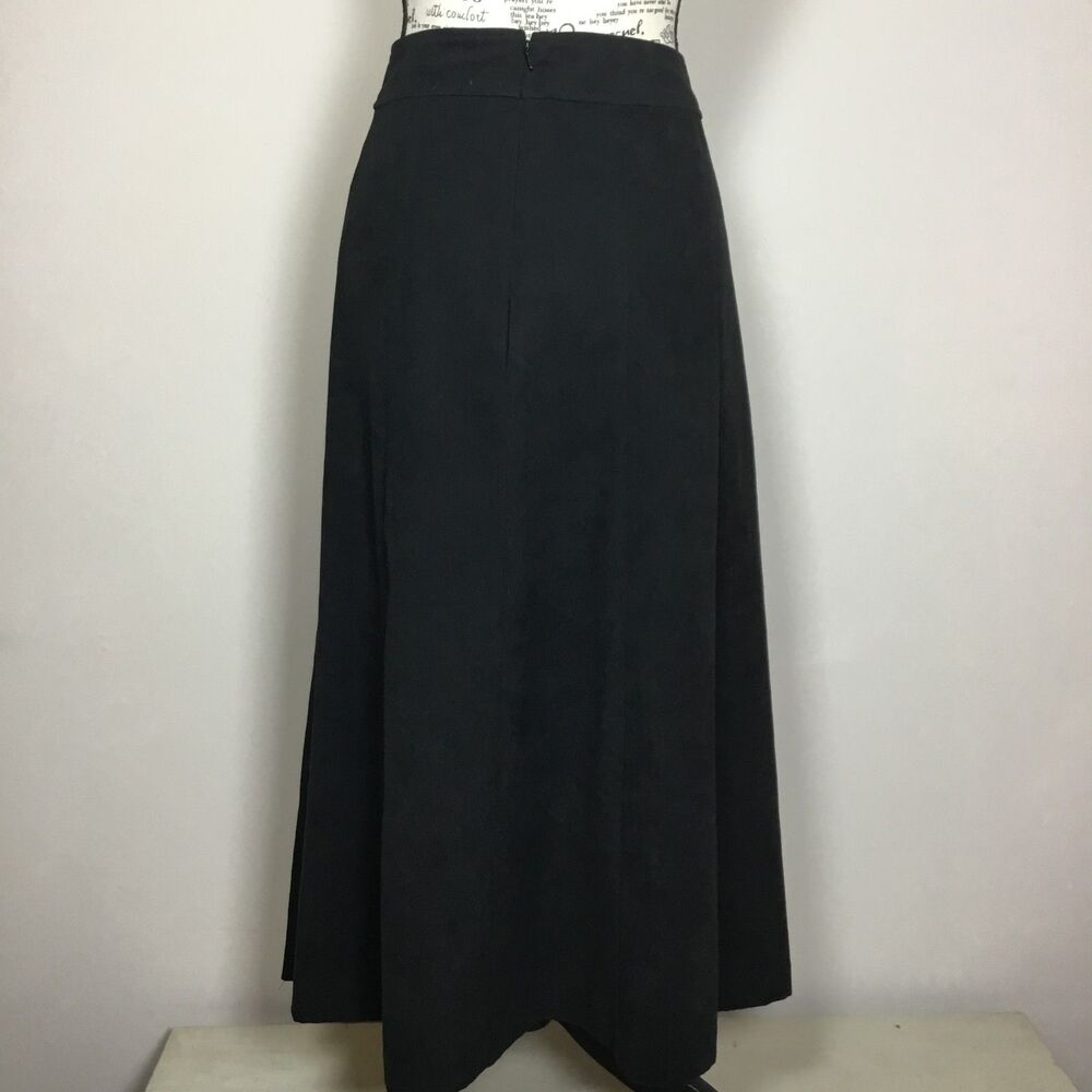 Faux suede A-line black maxi skirt lined western prairie Cowgirl waist 32” sz 10 - Picture 4 of 6
